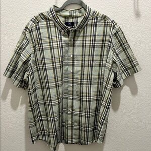 George Classic Fit Men’s 3XL Plaid Button-Down Shirt | Short Sleeve Casual Top